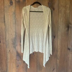 Gold metallic open front cardigan